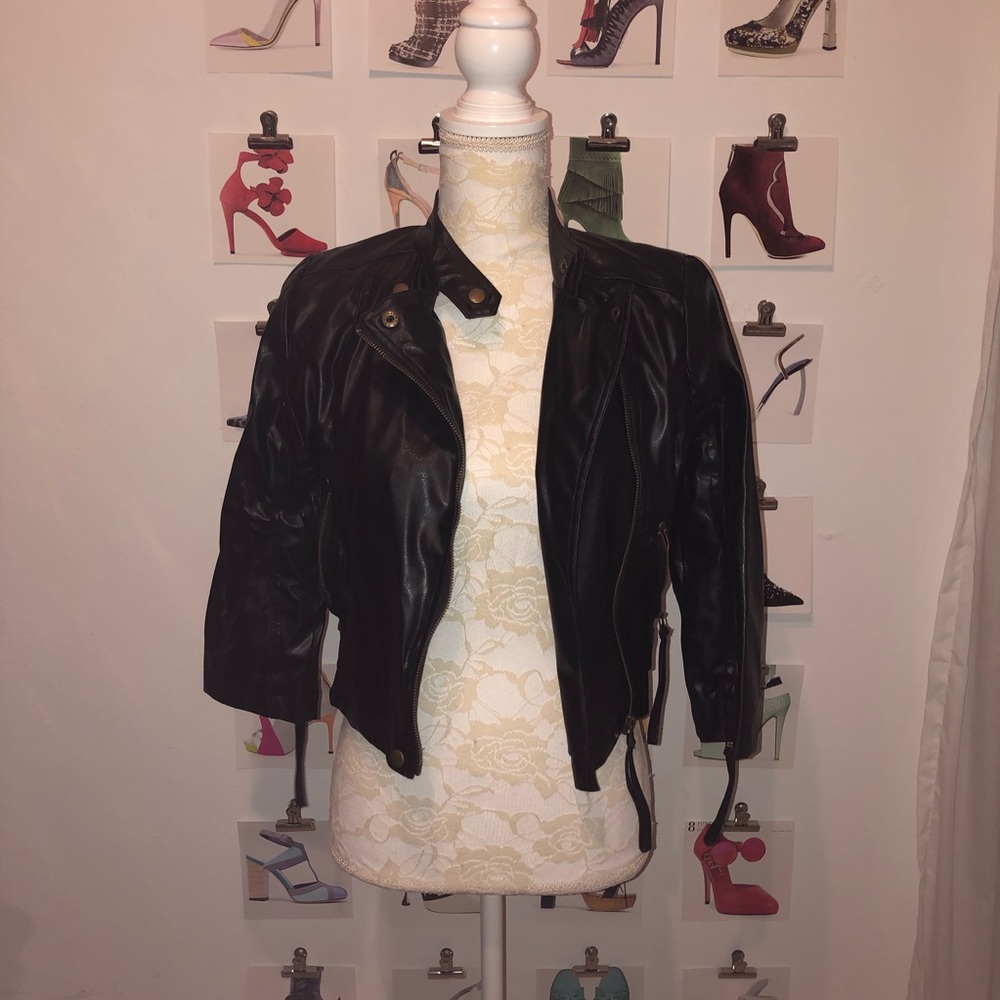Faux Cropped Leather Jacket